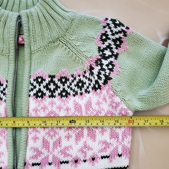 Vintage Heirloom Fair Isle Full Zip Nordic Y2K 90's Cardigan Sweater Size Small - Picture 12 of 15